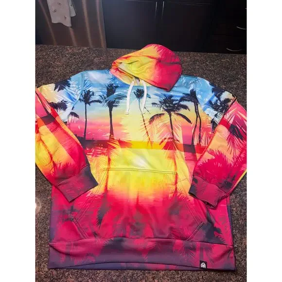 Into the Am Tropical Sunset Beach Palm Tree Hoodie Size L - Picture 3 of 10